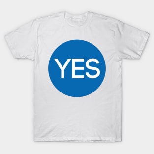 YES, Pro Scottish Independence Saltire Flag Coloured Circle Design T-Shirt